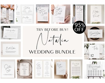 DIY Editable Minimalist Wedding Invitation Bundle All-in-one wedding Invitation Template Set Printable Wedding Invitation Collection #A055 B