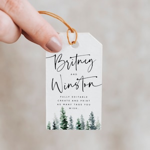 Modern Forest Minimalist Thank You Tag Template, Thank You Tag, Wedding Favorite Tag, Event Favor tag, Editable Favor Tag with Names FT052 G image 2