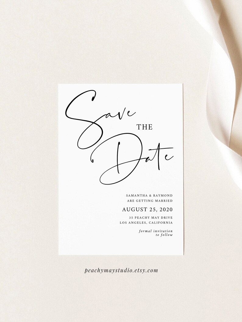 Instant Download 100/% Corjl Calligraphy Editable Save our Date Editable Minimalist Save The Date Template DIY Wedding invitation #SAV055 B