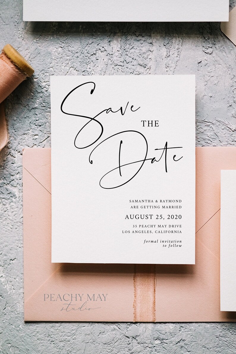 Instant Download 100/% Corjl Calligraphy Editable Save our Date Editable Minimalist Save The Date Template DIY Wedding invitation #SAV055 B