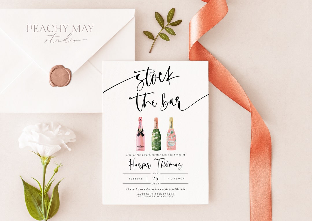 Stock the Bar Invitation Template Bridal Wedding Couple Etsy