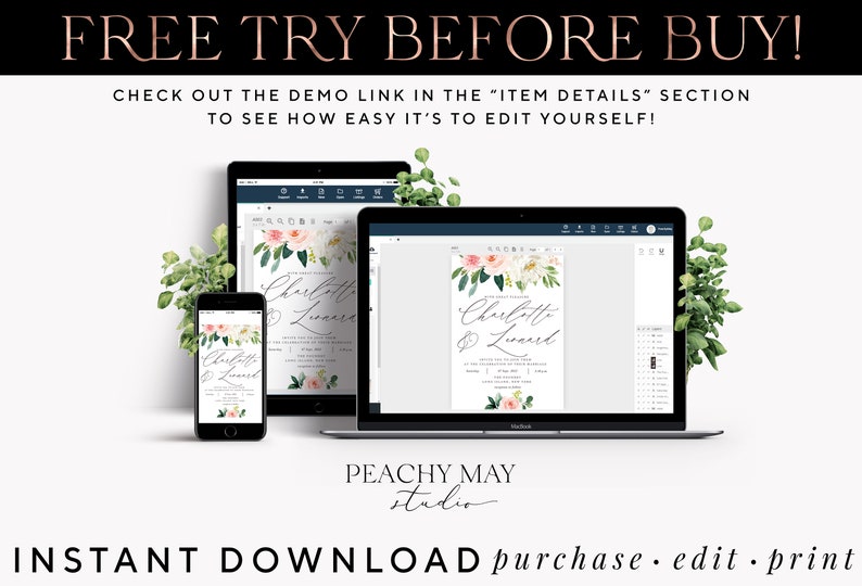 Bridal Shower Blush Navy Welcome Sign Template Greenery #WS012 G Greenery Welcome Sign Template Baby Shower Editable Instant Download