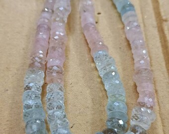 AAA+ Quality Aquamarine Necklace Size 3.5-9 MM Natural Blue Aquamarine Faceted Heishi Tyre Beads 16 Inches Strand