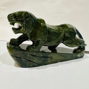 Handcarved Authentic Green Jade Tiger | Fengshui Embrace Ancient Wisdom and Protective Energies