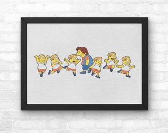 Impresión de Martin y Nelson de Los Simpson, póster, ilustración en acuarela, arte mural / A5, A4, A3