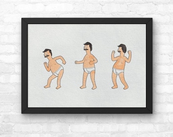 Impresión de Bob Belcher bailando de Bob's Burgers, póster, ilustración de acuarela, arte mural / A5, A4, A3