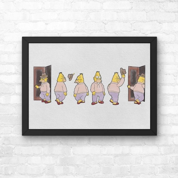 The Simpsons Grampa Simpson La Maison Derrière Print, Poster Watercolor Illustration Wall Art | A5 A4 A3