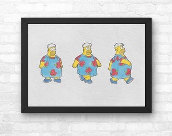 Impression Homer Muu-Muu des Simpsons, Art mural affiche illustration aquarelle | A5 A4 A3