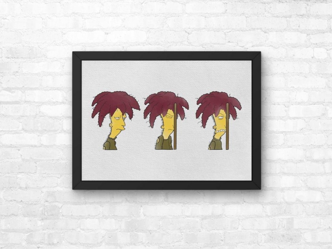 The Simpsons Sideshow Bob Steps on Rake Print, Poster Watercolor ...
