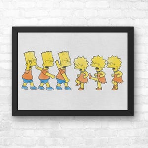 The Simpsons Bart vs Lisa Fight Print, I'm Going To Kick The Air Like This, poster aquarel illustratie print muurkunst | A4