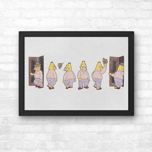 Grampa Simpson La Maison Derrière Print, The Simpsons Poster Watercolor Illustration Wall Art | A4