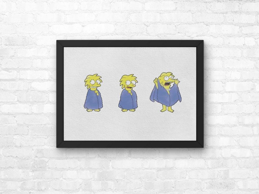 The Simpsons Lisa “I Am the Lizard Queen” Print, Poster Watercolor