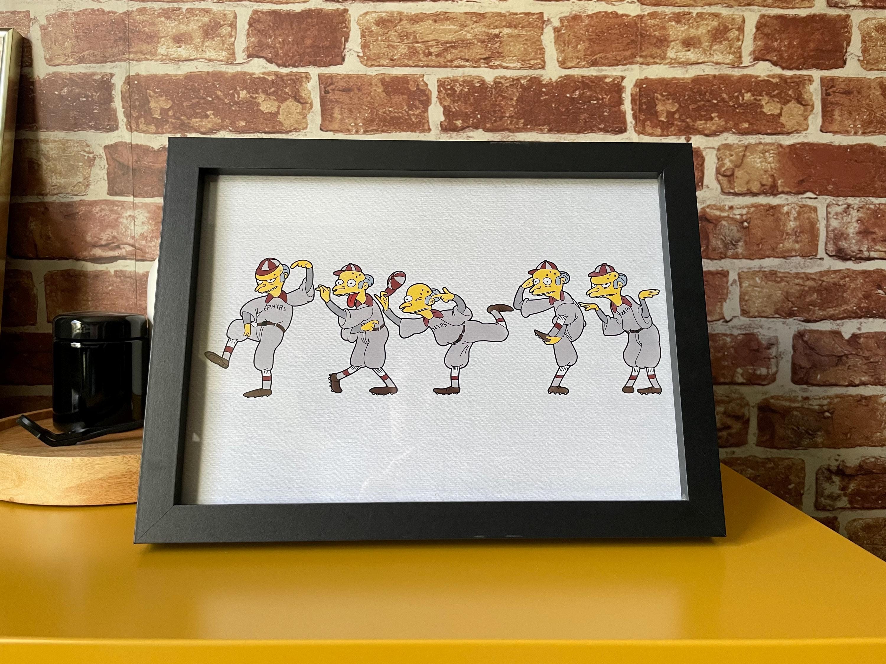The Simpsons Mr Burns Baseball Signals Print, Poster Watercolor 