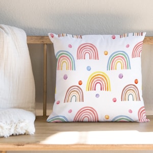 18x18 inch Rainbow Decorative Minky Throw Pillow Cover, Double Sided, Super Soft and Washable, Rainbow Lover Gift, Couch Sofa Pillow Cover