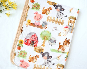 30x40 inches Farm Animals Premium Baby Toddler Minky Dot Blanket Super Soft Plush Lightweight Baby Shower Gift Newborn Nursery Horse Cow Pig