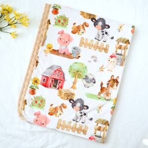 30x40 inches Farm Animals Premium Baby Toddler Minky Dot Blanket Super Soft Plush Lightweight Baby Shower Gift Newborn Nursery Horse Cow Pig