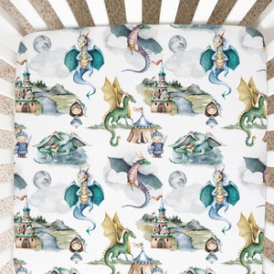 Super Soft Dragons And Knights Baby Infant Newborn Fitted Crib Sheet Baby Shower Gift Standard Size Crib Girl Boy Neutral Toddler Bed