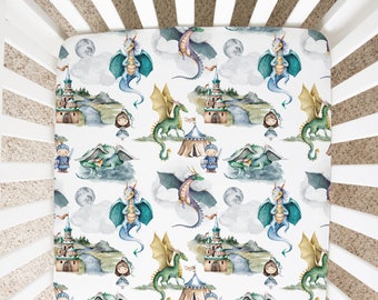 Super Soft Dragons And Knights Baby Infant Newborn Fitted Crib Sheet Baby Shower Gift Standard Size Crib Girl Boy Neutral Toddler Bed