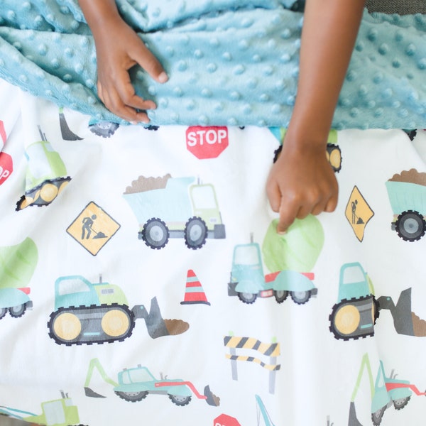 50x60 inch Construction Trucks Premium Toddler Big Kid Minky Dot Blanket Super Soft Plush Lightweight Baby Shower Gift Birthday Boy Gift