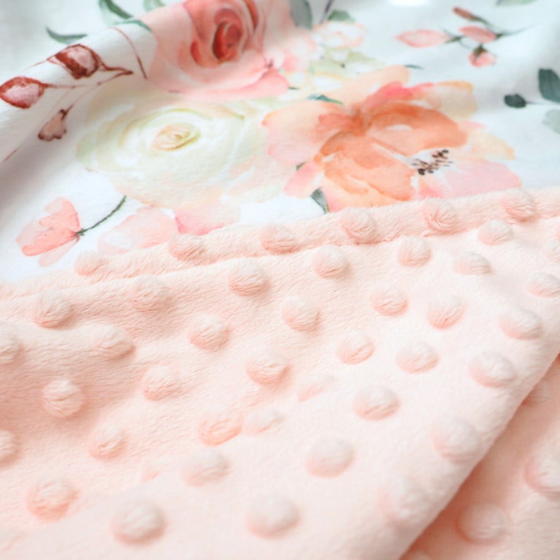 Peach Floral Premium Baby & Toddler Minky Dot Blanket Super Etsy