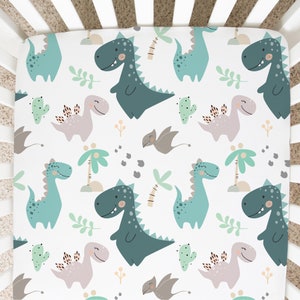 Super Soft Blue Dino Baby Infant Newborn Fitted Crib Sheet Great For Baby Shower Gift Standard Size Crib Girl Boy Neutral Toddler Bed