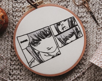 makima chainsaw man manga handmade embroidery hoop art, modern embroidery art