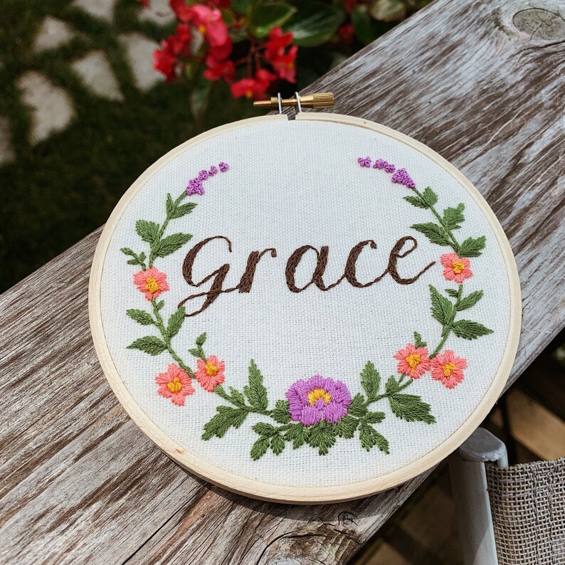 personalized name embroidery hoop / art for baby / personalized name sign image 5