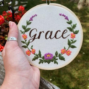 personalized name embroidery hoop / art for baby / personalized name sign image 6