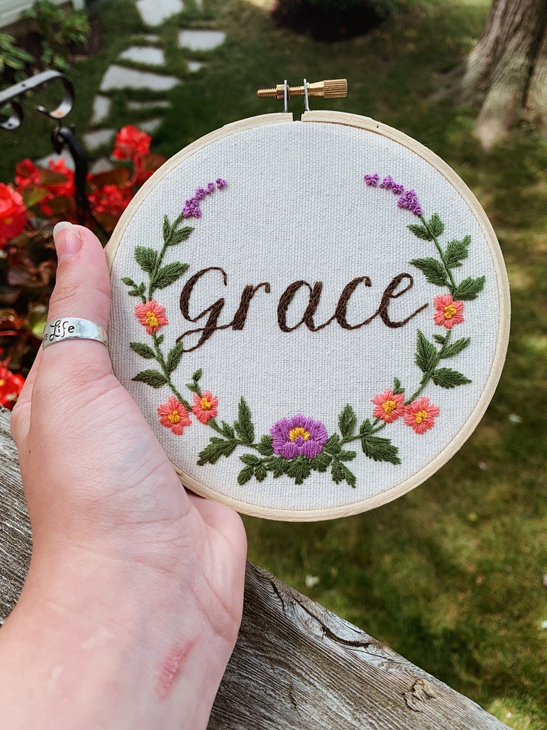 personalized name embroidery hoop / art for baby / personalized name sign image 6
