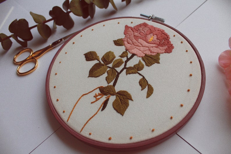 a single rose embroidery pattern / hand-embroidery needlepoint pdf image 4