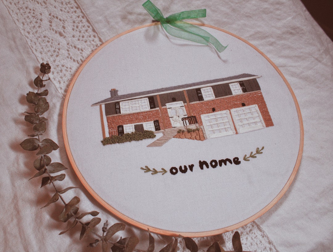Custom Embroidered House Portrait: Personalized Home Decor Gift - Etsy