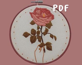 a single rose embroidery pattern / hand-embroidery needlepoint pdf