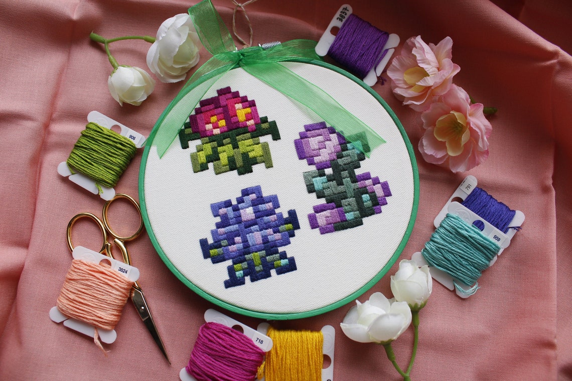 Pixel Flower Bouquet / Stardew Valley Finished Etsy