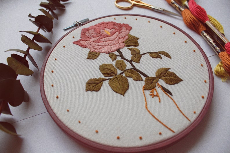 a single rose embroidery pattern / hand-embroidery needlepoint pdf image 3