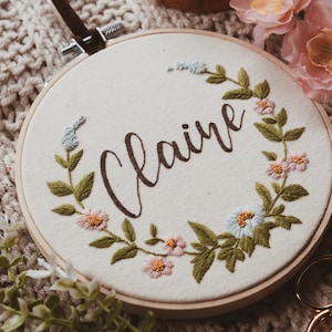 personalized name embroidery hoop / art for baby / personalized name sign image 1