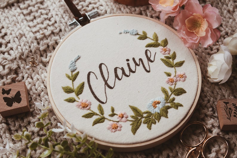 personalized name embroidery hoop / art for baby / personalized name sign image 1