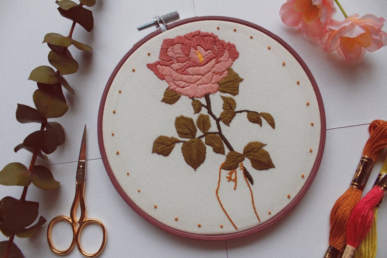 a single rose embroidery pattern / hand-embroidery needlepoint pdf image 2