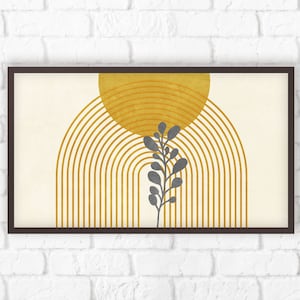 Frame TV art, Abstract mustard yellow art, Mid century modern artwork for TV, Yellow and gray geometric art for Samsung frame TV