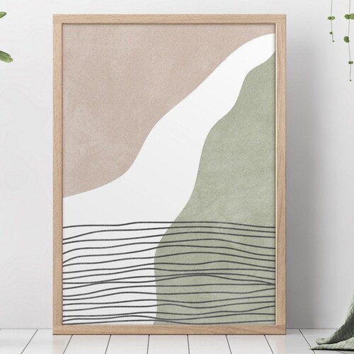 Sage Green and Blush Pink Wall Art Set of 2 Prints Mid Etsy
