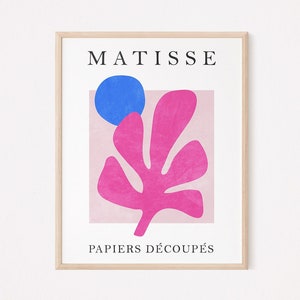 Matisse print, Blue pink wall art, Trendy wall art Abstract leaf poster, Colorful modern wall decor, Printable wall art