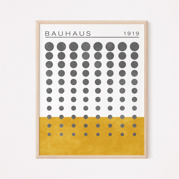 Bauhaus wall art, Mustard yellow and grey wall art, Modern home decor, Abstract geometric exhibition Bauhaus poster, Printable wall art