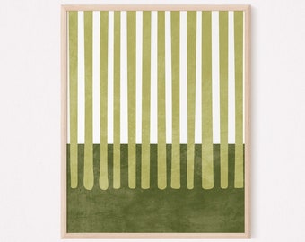 Mid Century modern wall art, Olive green lines wall art, Abstract geometric wall art, Boho decor Digital print