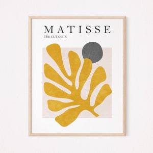 Matisse print, Mustard yellow and grey wall art, Abstract exhibition poster, Colorful wall art, Henri Matisse cut out printable