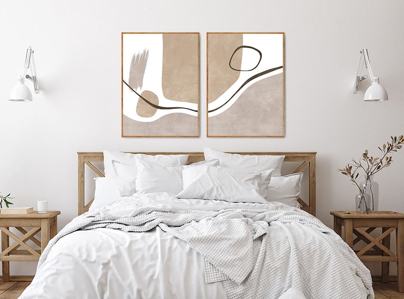 Earth Tone Wall Art Set of 2 Prints, Mid Century Modern Wall Art ...