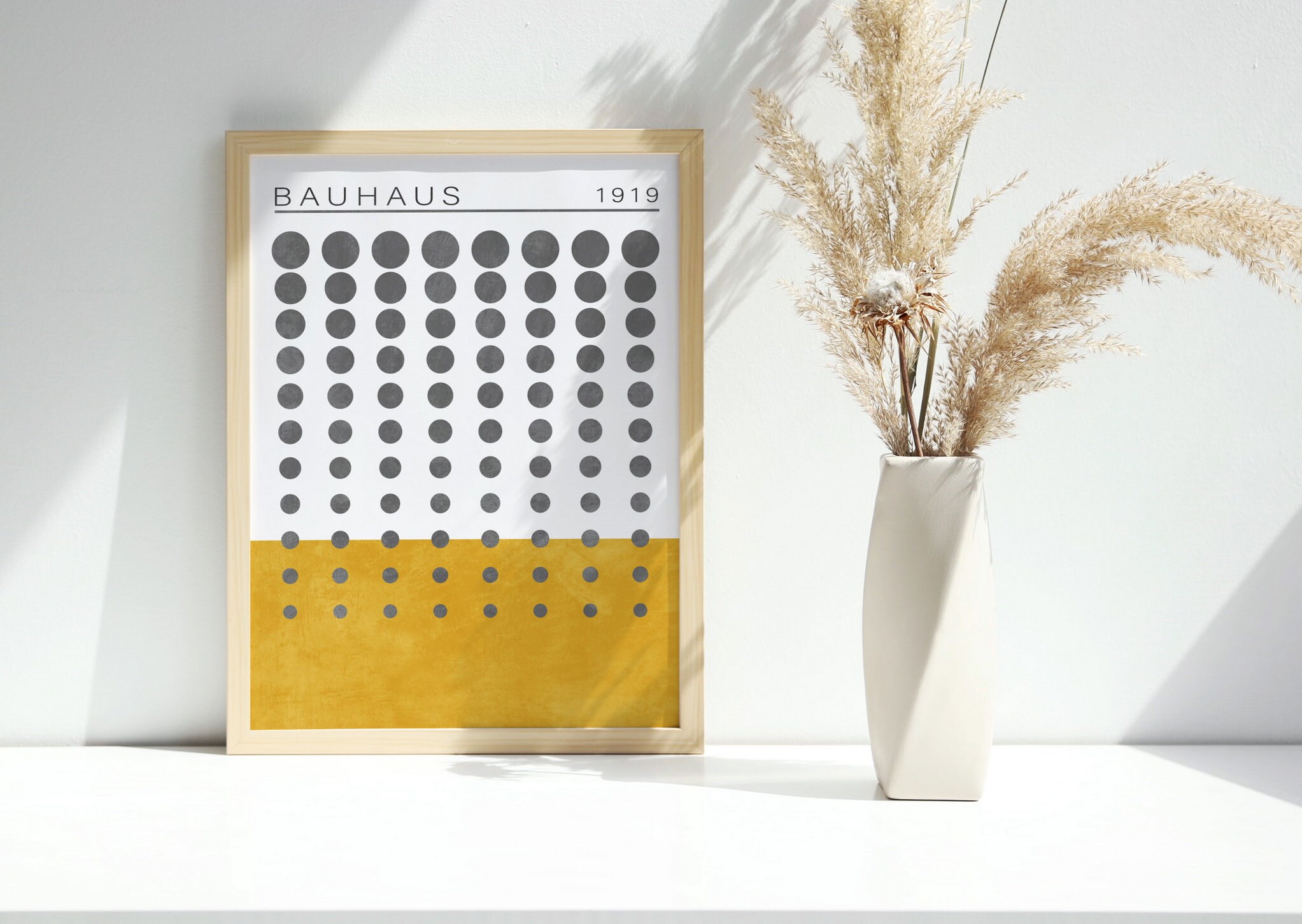 Bauhaus Wall Art Mustard Yellow and Grey Wall Art Modern Etsy