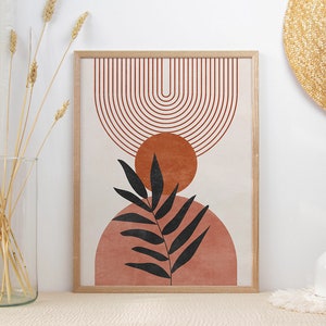 Terracotta Wall Art Print, Mid Century Modern Wall Art, Abstract Arch ...