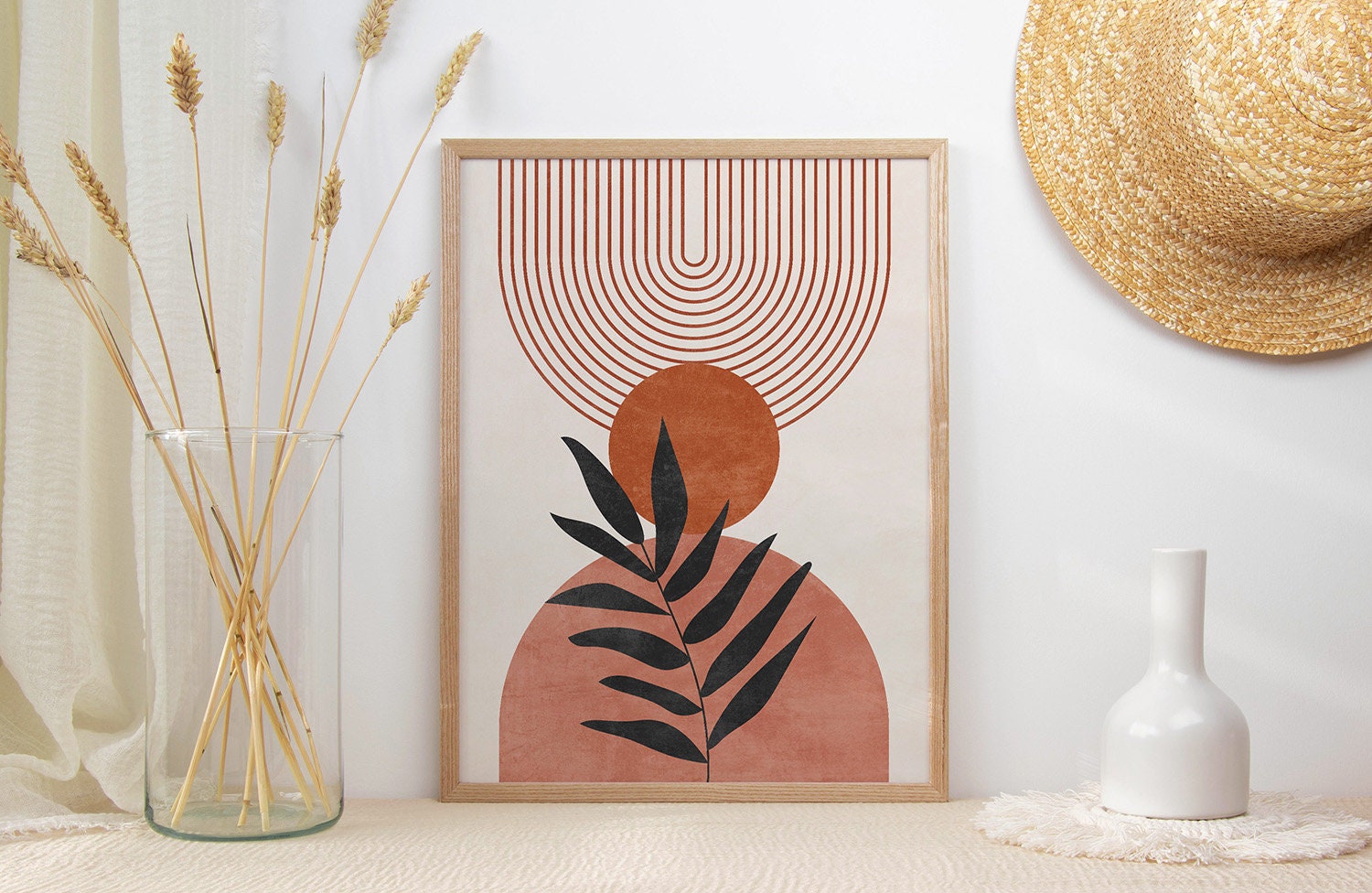 Terracotta Wall Art Print, Mid Century Modern Wall Art, Abstract Arch ...