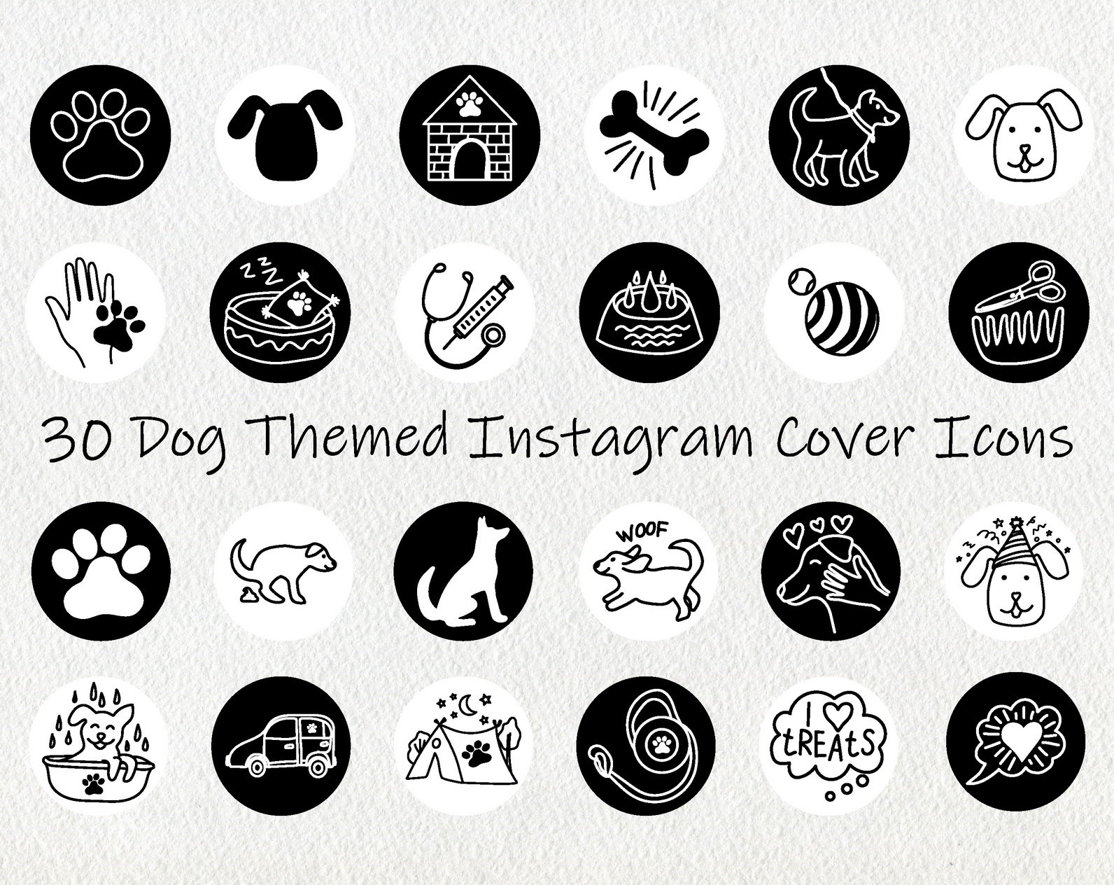 Dog Instagram Story Highlight Icons Black and White Instagram Etsy