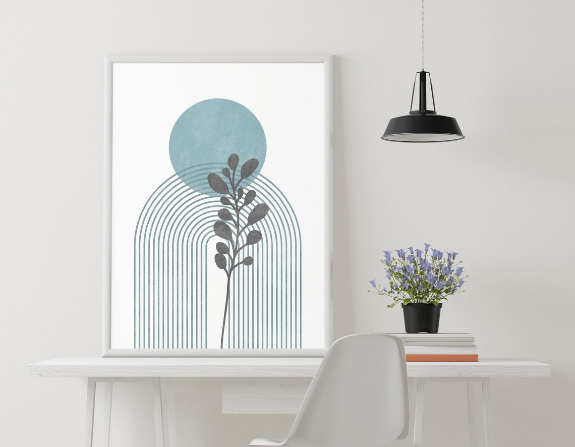 Boho Gallery Wall Set of 6 Prints Light Blue and Grey Wall - Etsy