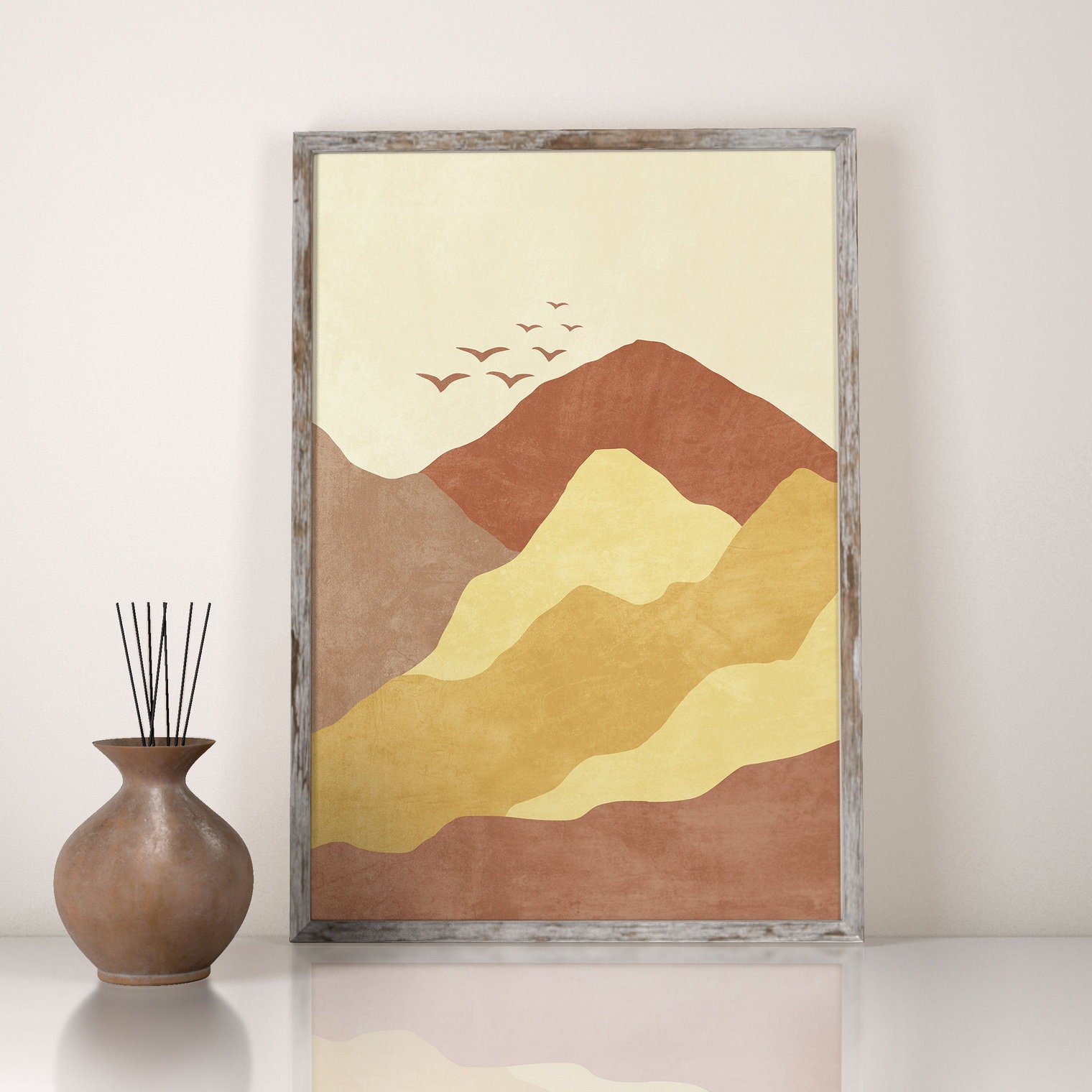 Boho Mountain Art Print Abstract Landscape Wall Art Etsy UK